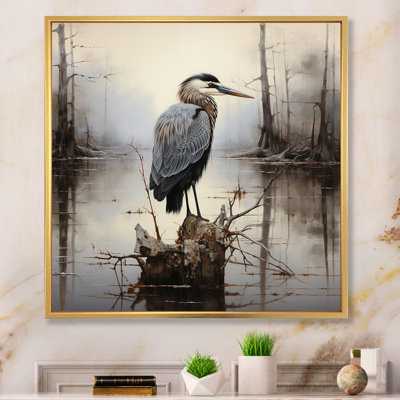 " Heron Solitary Reflections Pointillism I "