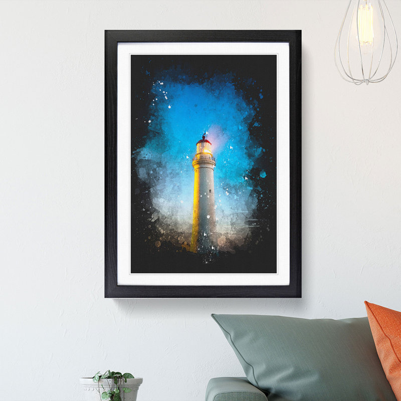 Cape Nelson Lighthouse Australia - Picture Frame Painting Print, Black Framed, 45cm H x 33cm W x 2cm D
