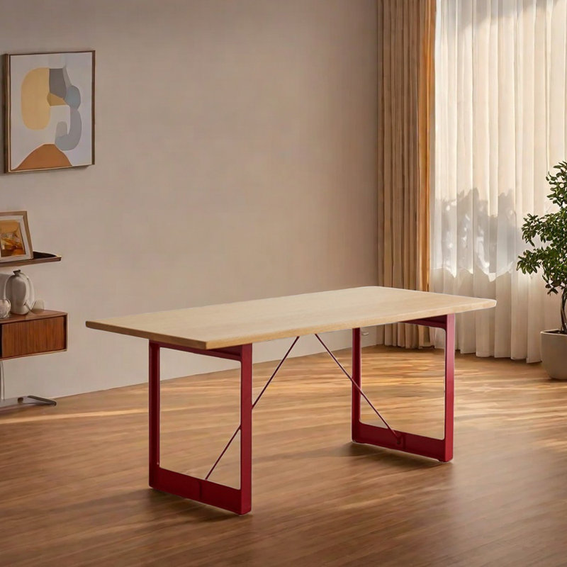 Table en acier au carbone innovante et durable en bois massif, H 29,52 po x L 78,74 po x l 35,43 po