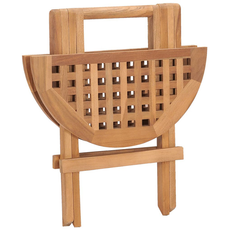 Ensemble de salle à manger pliable 3 pièces Latitude Run® avec coussin en bois de teck massif, Noir