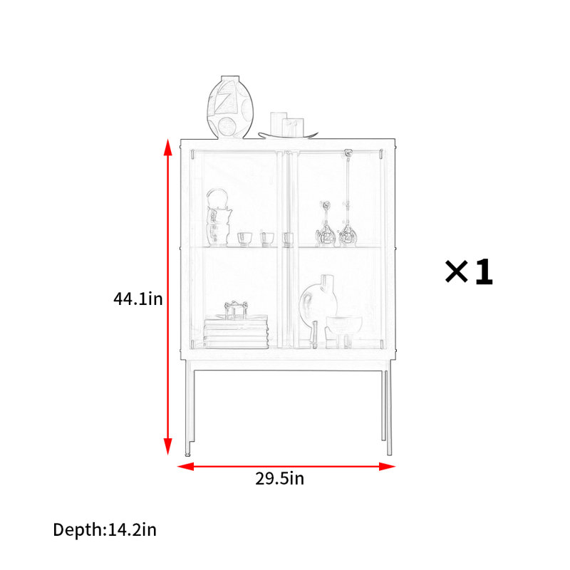 Armoire d'appoint moderne et simple, H 44,1 po x l 29,5 po x P 14,2 po