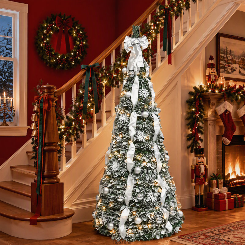 Arbre de Noël artificiel escamotable 6 pi avec 150 lumières chaudes