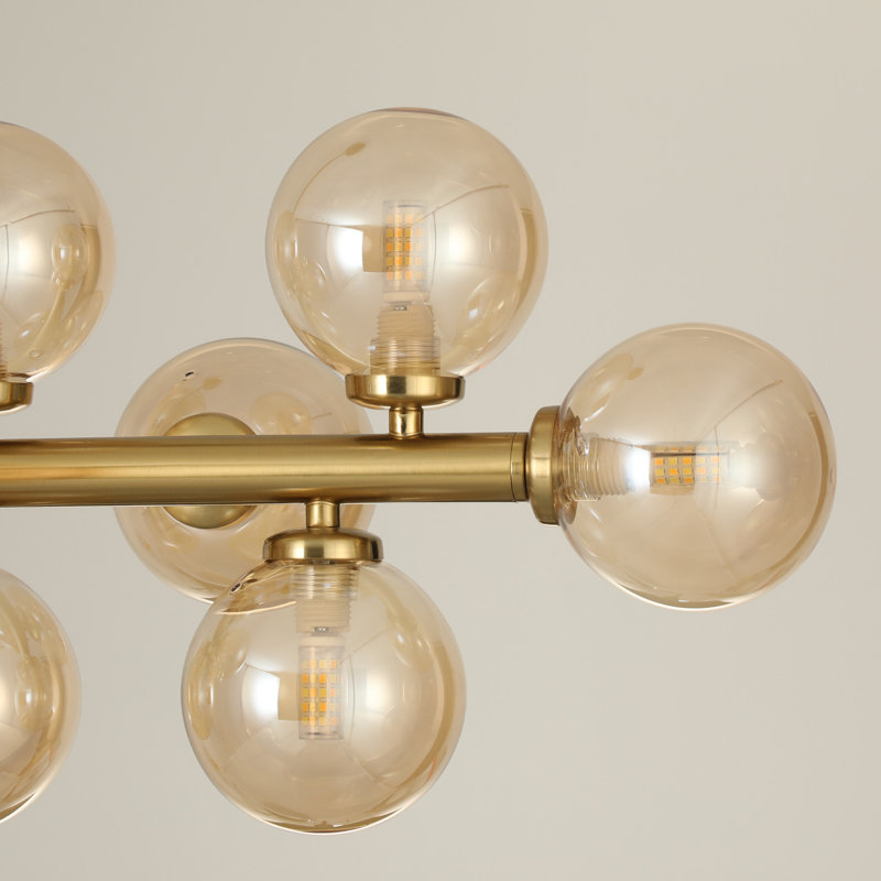  Lustre spoutnik linéaire doré 14 lumières Ether