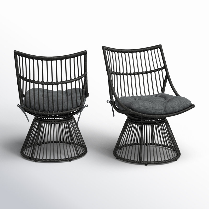 Chaises de patio avec coussins Fiona, Gris, Gris
