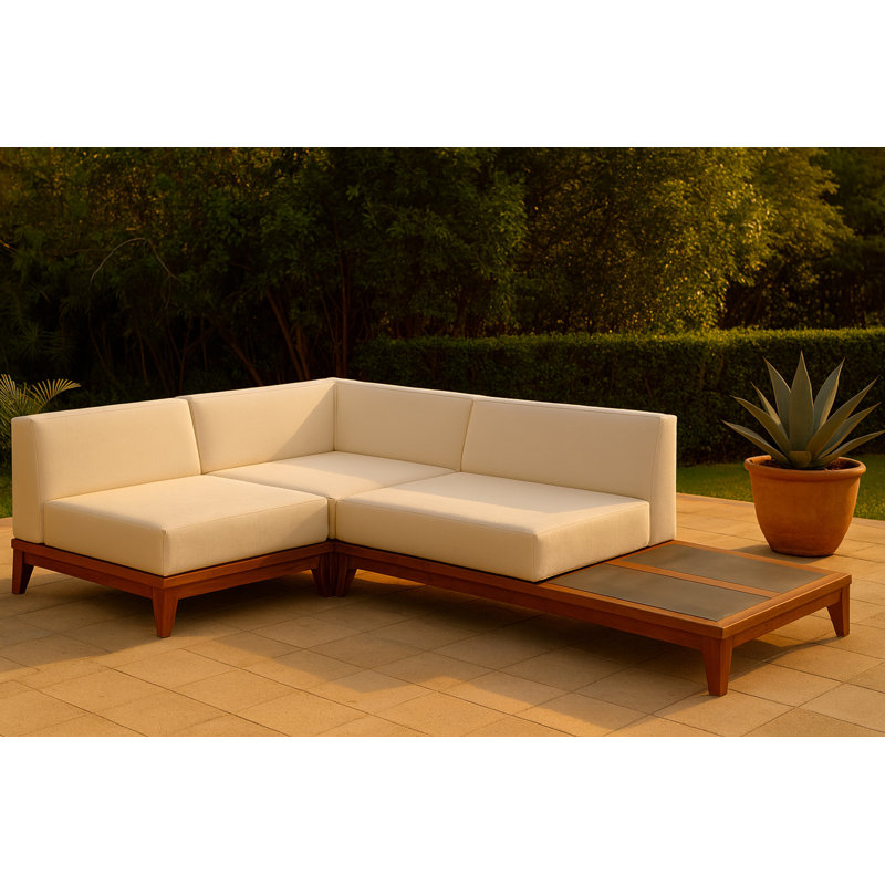 Rio 94" Wide Outdoor Left Hand Facing Patio Sectional with Cushions