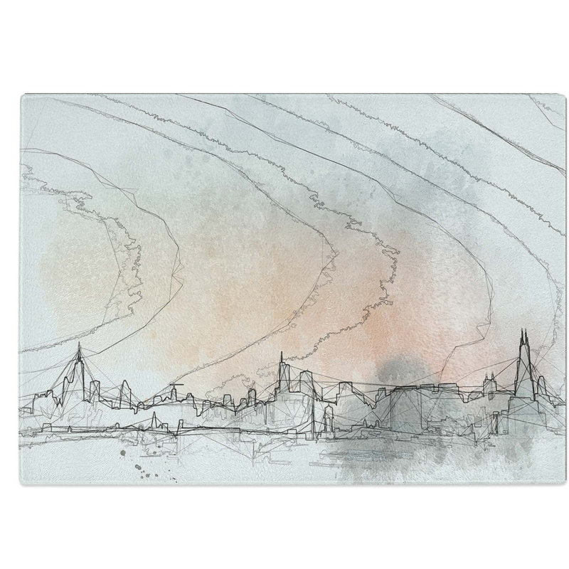 Tempered Glass The Chicago Illinois Skyline in Abstract Chopping Board, 39 cm W x 28.5 cm L