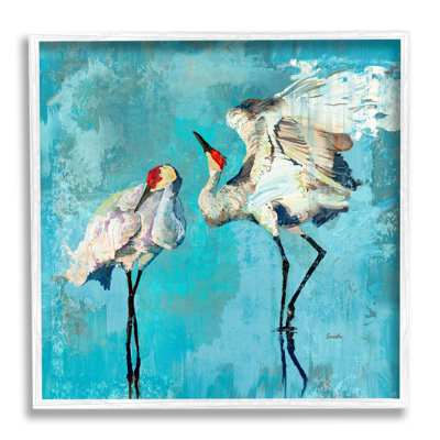«Cranes on Blue Abstract» par Evelia Designs - impression d'un cadre photo sur bois