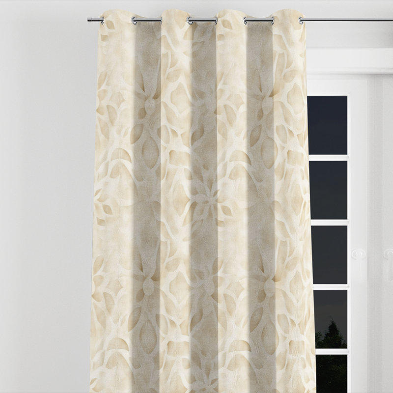 Boho Window curtains - Moroccan Bahram Grommet Curtain - 1 Panel, 52" W x 120" L, Silver Grommets