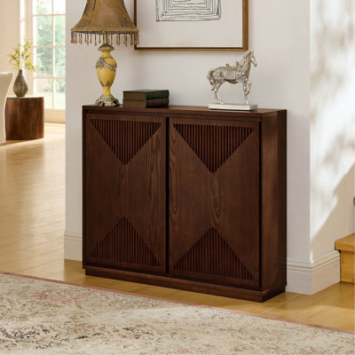 Mid Century Modern V-Shape Storage Cabinet, Buffet Cabinet With Storage, Narrow Side Cabinet For Living Room Entryway Hallway Kitchen, Coffee Bar