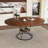 Extendable Round Dining Table with Metal Base and Storage Shelf