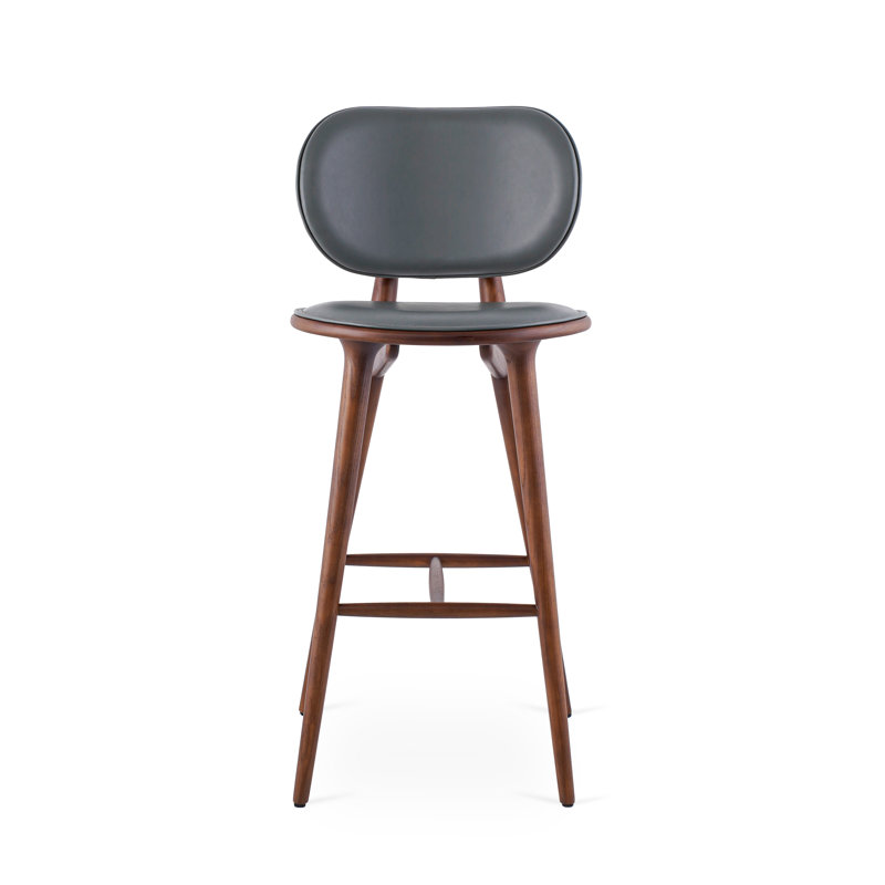 Aaron Bar Stool, Gray, Walnut