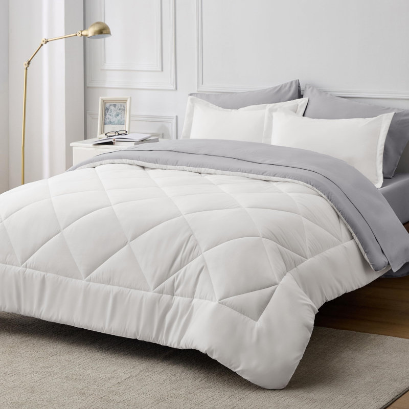 Best Seller Bedsure Comforter Set Reversible Bedding for All Seasons-89GSM, King Comforter + 4 Additional Pieces, Ivory