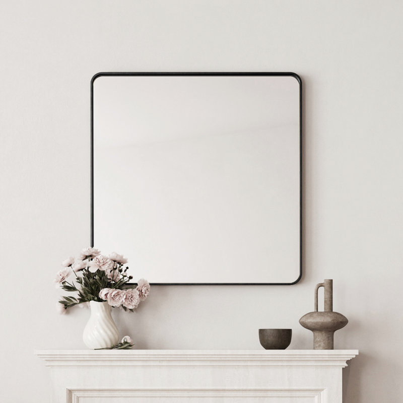 Miroir mural 39 po, miroir circulaire noir, cadre en métal, miroir de coiffeuse, miroir de salle de bain, 38,19 po x 38,19 po