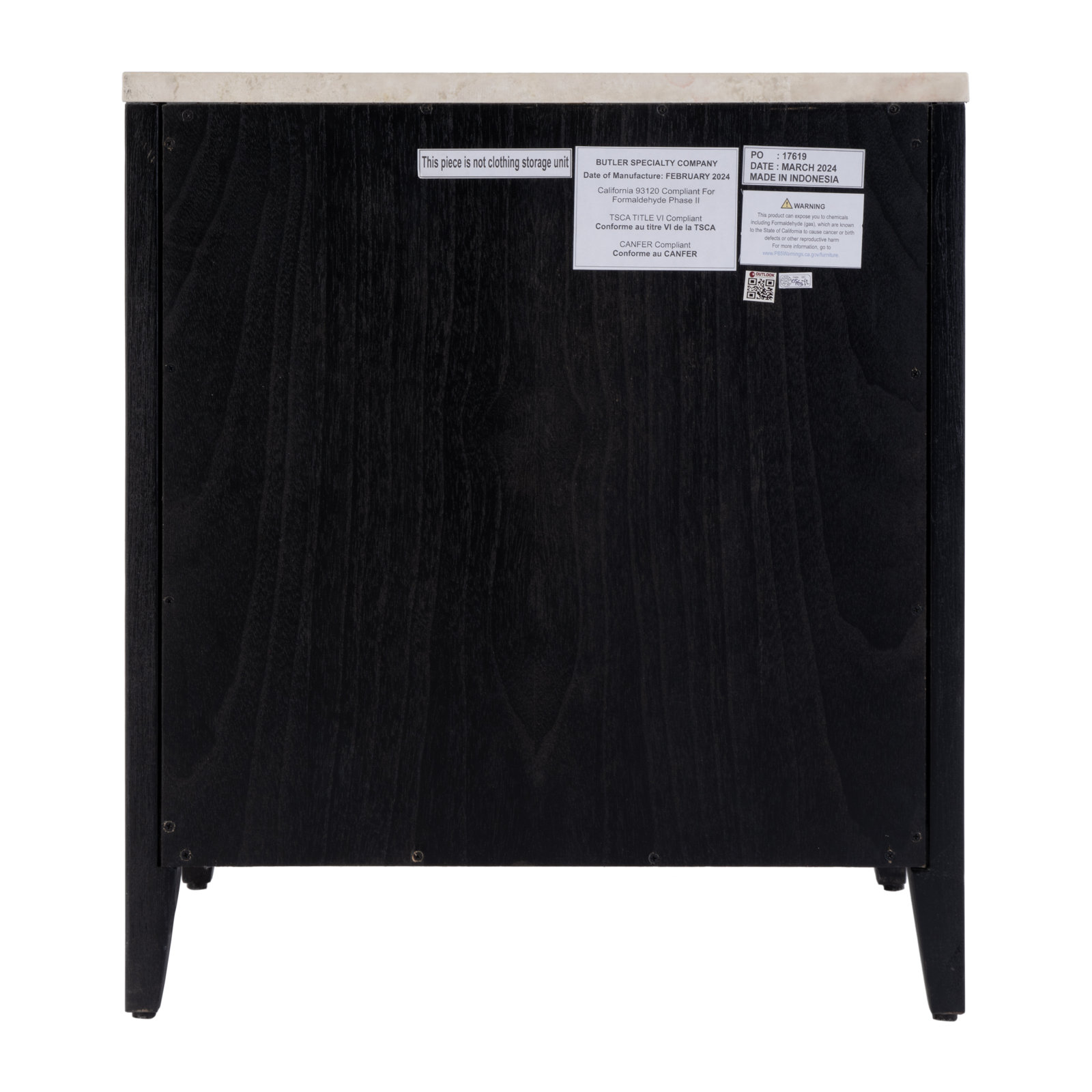 Isa Marble Top 2-Drawer Nightstand, Black
