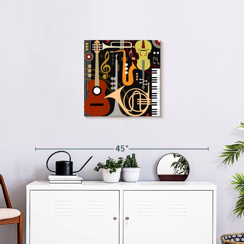 Abarca, instruments de musique abstraits, H 20 po x l 20 po