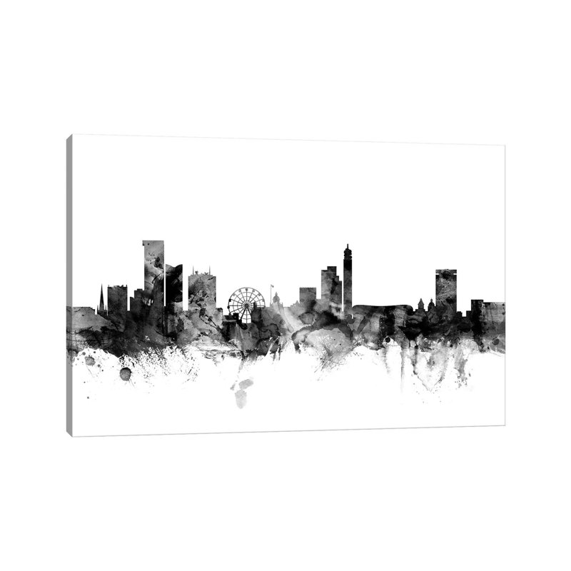 Birmingham, England In Black & White by Michael Tompsett - Wrapped Canvas Gallery-Wrapped Canvas Giclée