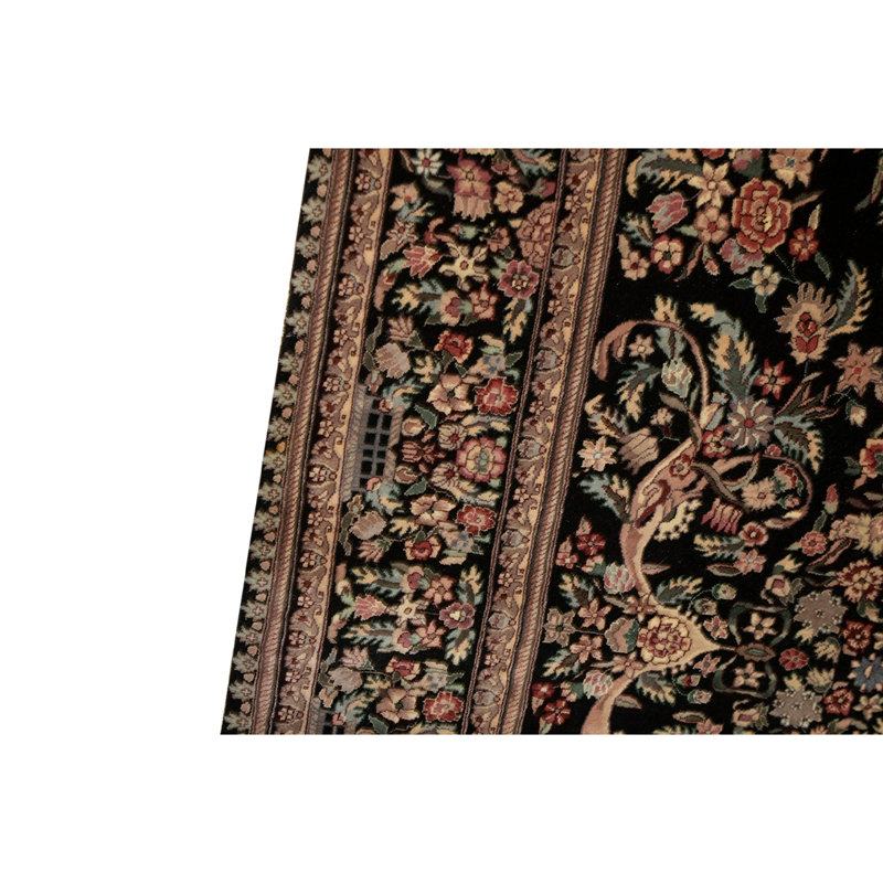 Tapis brun / noir en laine noué à la main de conception unique 6 pi x 9 pi