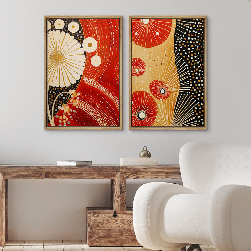 2 pièces, art japonais inspiré du kimono, H 36 po x l 24 po, Naturel