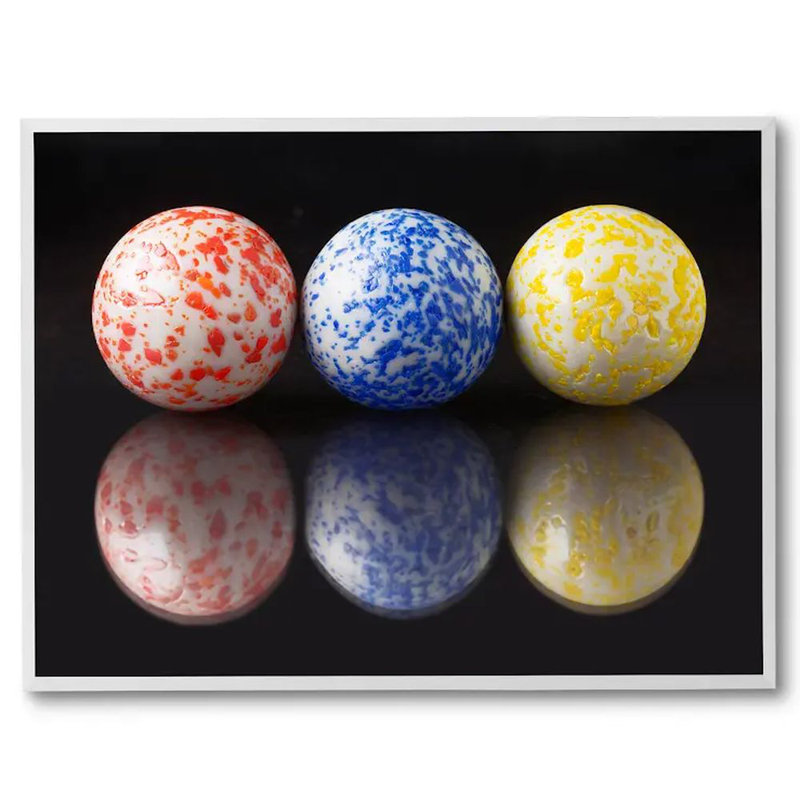 Marbles Print by Philippe Monthoux, 32" H x 42" W, No Mat, White Floater Framed Canvas