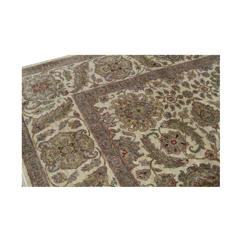 Tapis ivoire et ivoire noué à la main de haute qualité