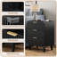 Table de chevet 1 pièce cannelée avec 3 tiroirs, table de chevet noire avec station de charge, table de bout de chevet, table d'appoint pour la chambre à coucher, petite commode pour les petits espaces-413748020