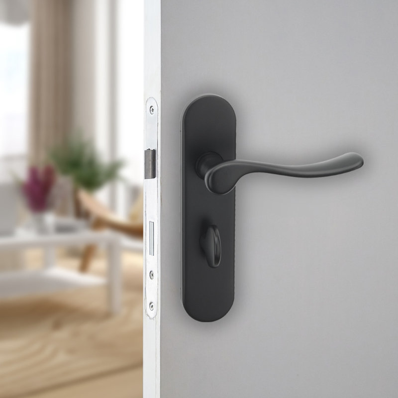 Lever Latch Door Handle, Black Bathroom