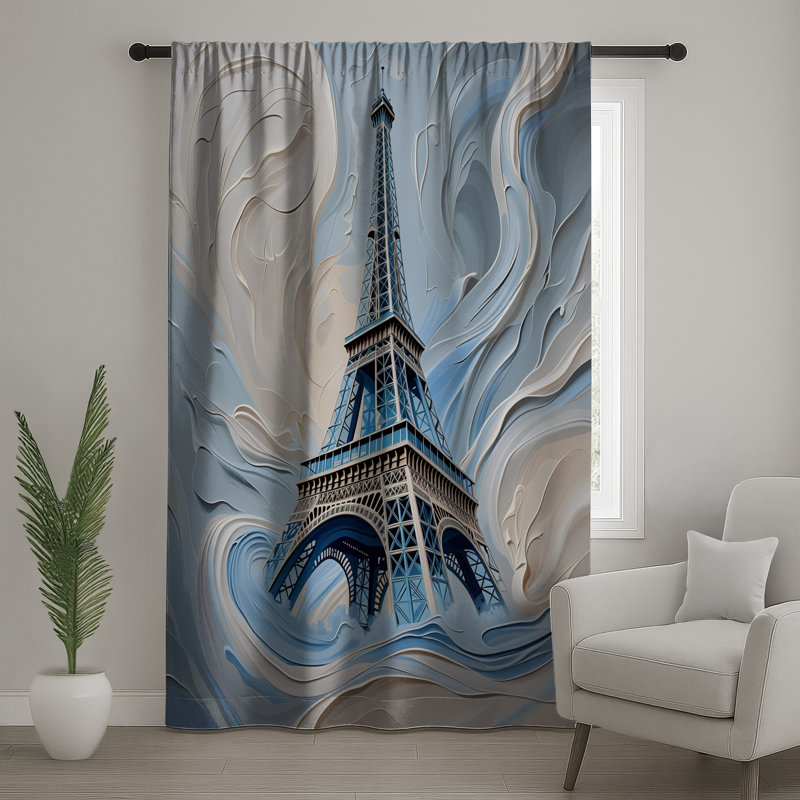 Rideaux de fenêtre Eiffel, voilages et rideaux occultant - 1 panneau, Transparent, 50" x 80" - 1 Panel
