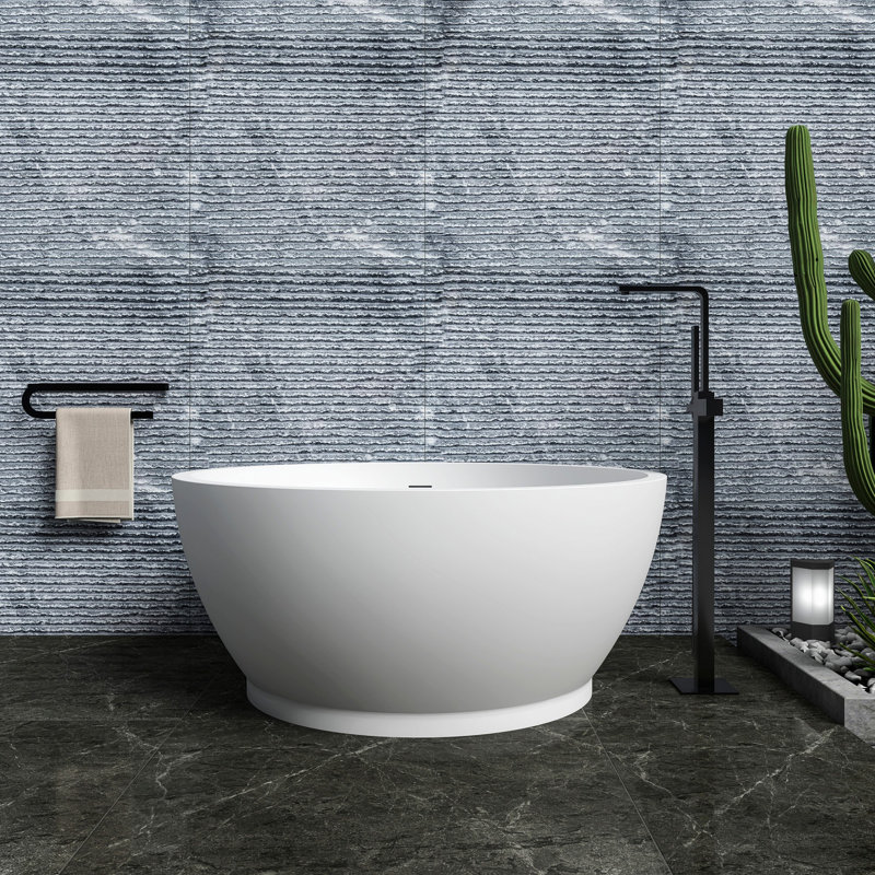 freestanding solid surface soaking bathtub
