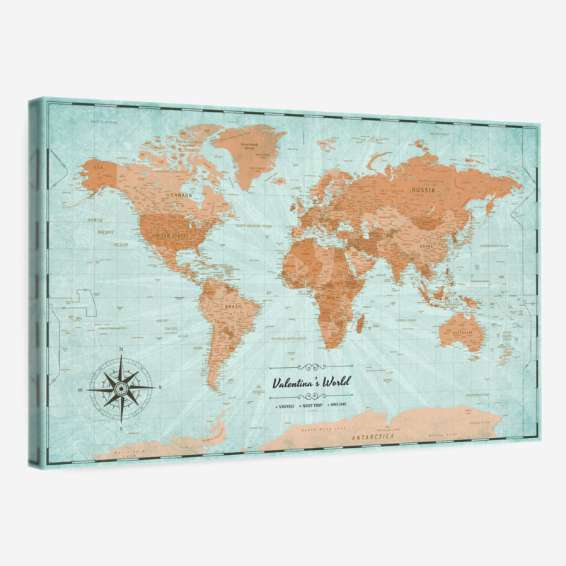 Carte du monde Personalized Adventures II, H 30 po x l 45 po, Oui
