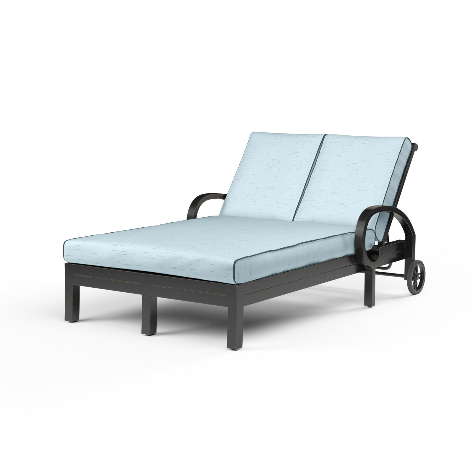 Monterey Outdoor Metal Double Chaise Lounge, Canvas Skyline Sunbrella®