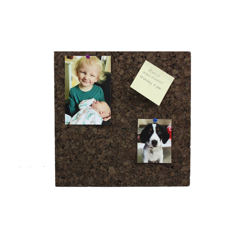 Babillard réversible mural H 30 cm x l 30 cm Cork Tiles, Brun foncé