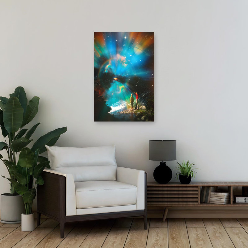 «A Curious Sight», art abstrait surréel, paysage naturel, H 36 po x l 24 po