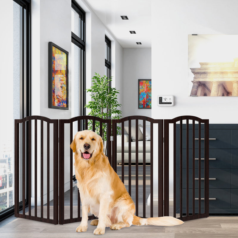 White 4-Panel Freestanding Metal Pet Gate for Stairs and Doorways