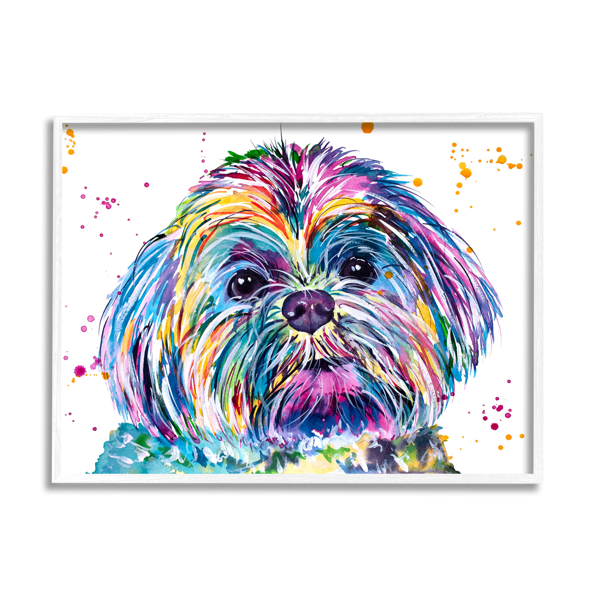 Stupell Industries Bold Rainbow Shih Tzu Dog Portrait by Jen Seeley ...