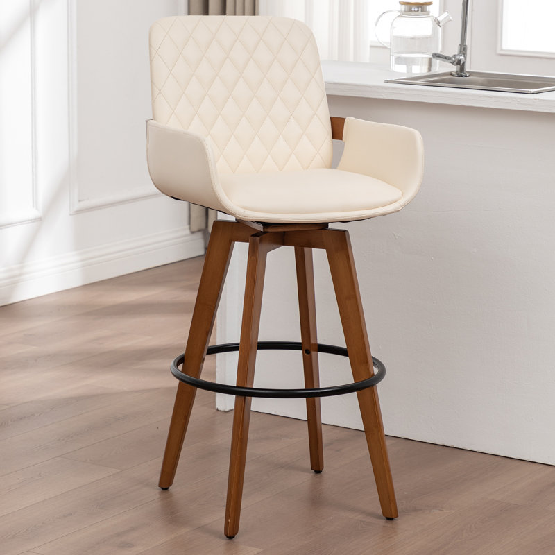 Modern Swivel Bar Stool, Counter Stool (67.3cm Seat Height), Beige