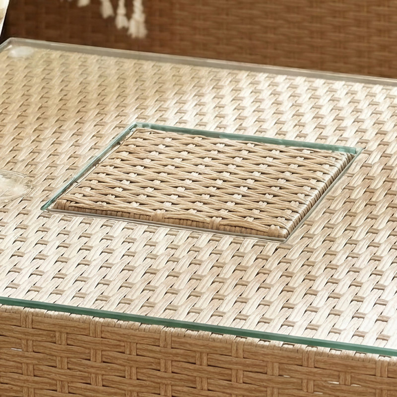 Miacomet PE Rattan Garden Coffee Table & Ice Bucket - Modern Gardens and Patios, Beige