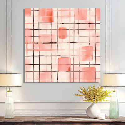 Blush Grid - Abstract Modern Transitional Metal Wall Decor, Modern Metal Print