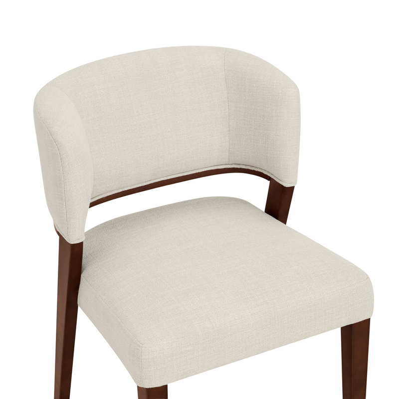 Chaise rembourrée à dossier ouvert avec structure en bois massif, Lin Effie