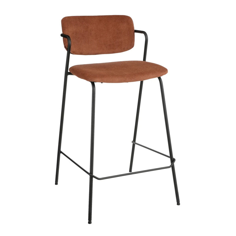 Manzanola Upholstered Counter Stool with Metal Frame, Brown