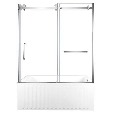 Kingston Brass 60-Inch Acrylic Rectangular 3-Wall Alcove Tub With Tub Door, Hand Drain