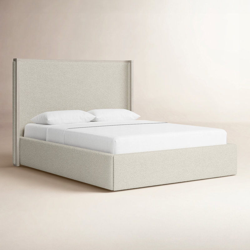Caterina Upholstered Storage Bed, White Oak/Sheldon Ivory, Queen