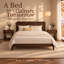 Cadre de lit très grand de qualité supérieure Woodmere avec tête de lit Symmetry, lit plateforme en bois massif, support de lattes en bois, pieds fuselés en bois massif, aucun sommier nécessaire, style Mid-Century moderne (noyer)-235483051-235483089-235483054
