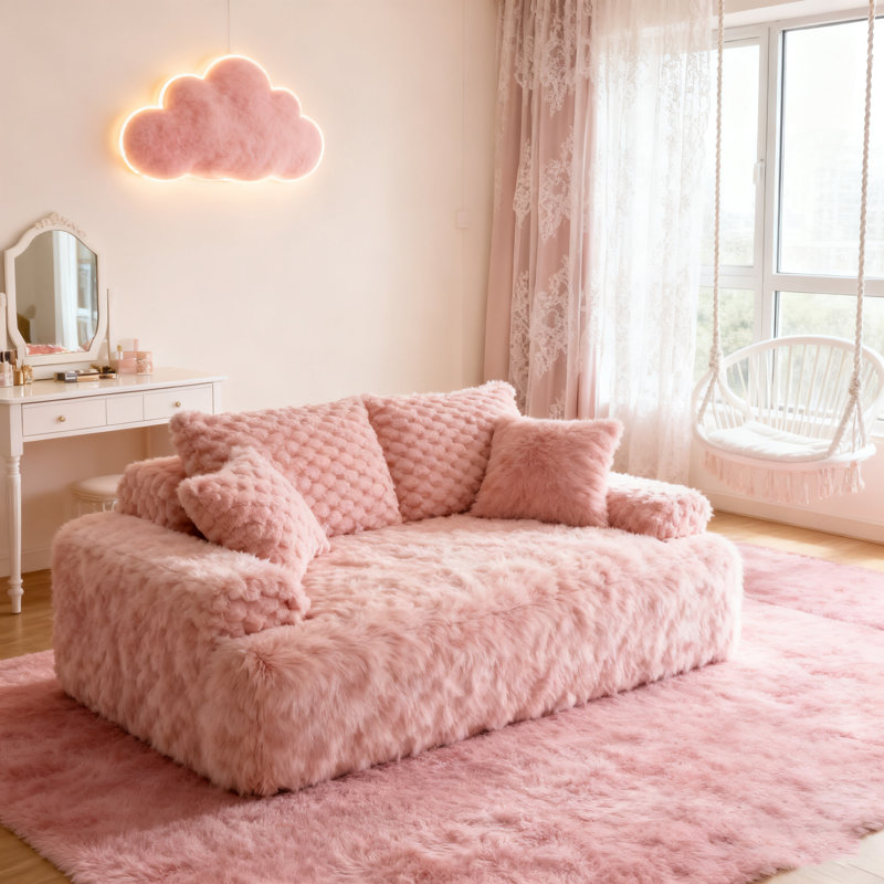 Futon 3-en-1 en velours causeuse - lit gigogne, inclinable, coussins / poches