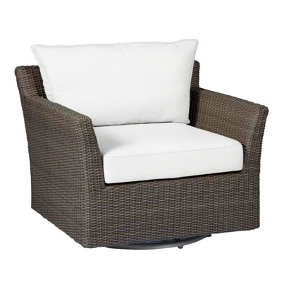 Fauteuil pivotant club tissé - noyer noir