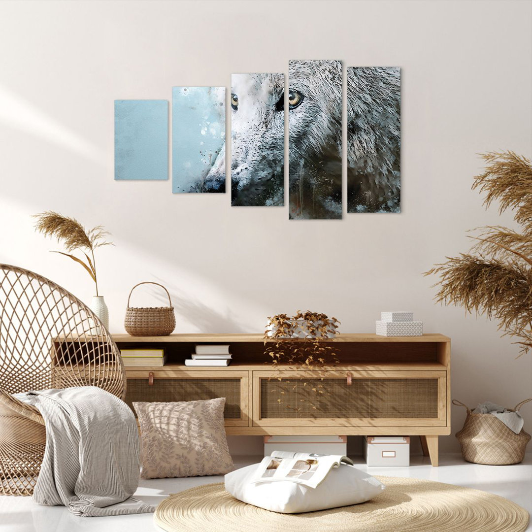 5-tlg. Leinwandbilder-Set White the Wolf