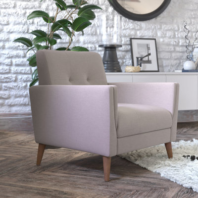 Chaise rembourrée Mid-Century avec pieds en bois