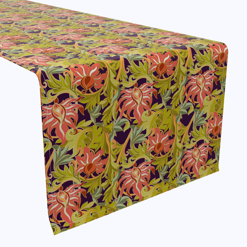 Table Runner, 100% Cotton, Floral 18, 108" x 16"