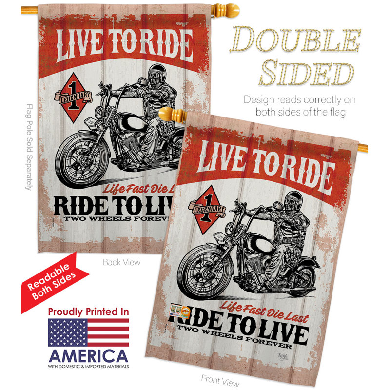 Drapeau de maison en polyester 28 po x 40 po Love To Ride