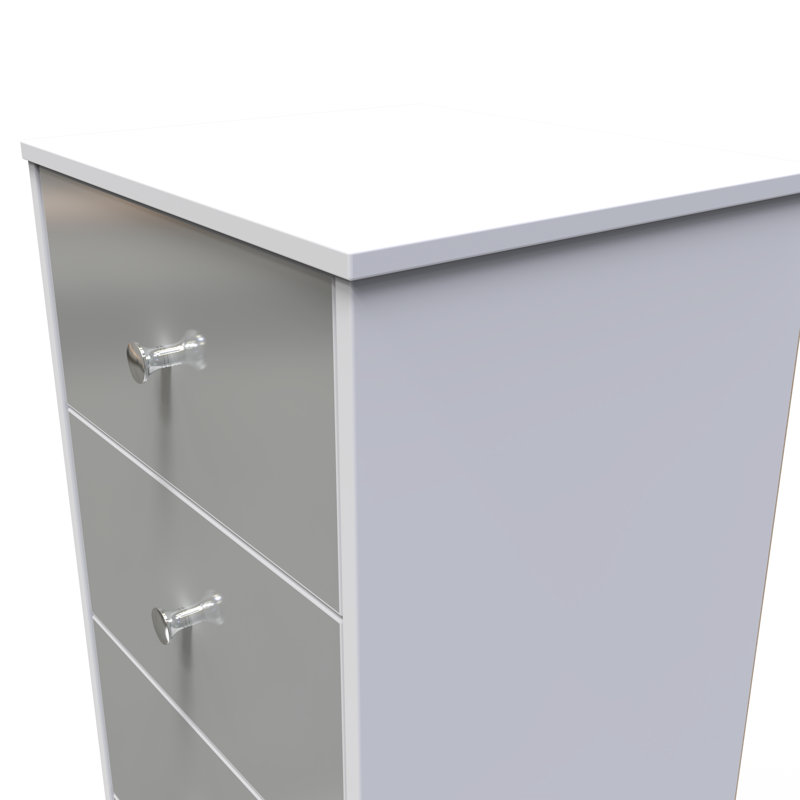 Fully Assembled Lokshin 5 - Drawer Chest of Drawers, Uniform Grey Gloss/White