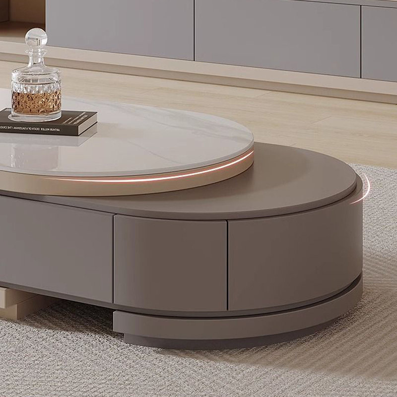 Table basse à rallonge italienne, Blanc; gris clair, Grey;Cream